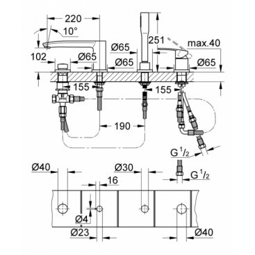 Смеситель на борт ванны Grohe Eurostyle Cosmopolitan 23048003