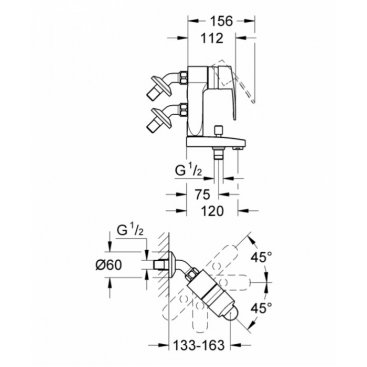 Смеситель для ванны Grohe Eurostyle Cosmopolitan Vertica 23302000