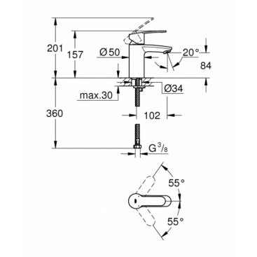 Смеситель для раковины Grohe Eurostyle Cosmopolitan 3246820E