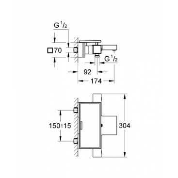 Смеситель для ванны Grohe Grohtherm Cube 34502000