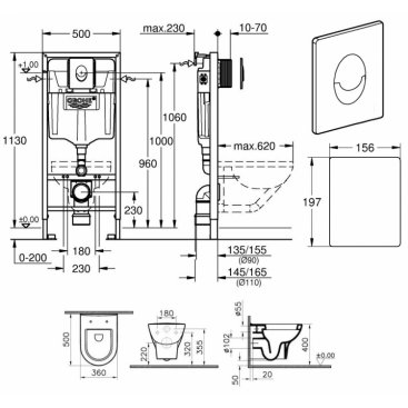 Комплект Grohe Rapid SL 38750001 + Vitra Zentrum 5785B003-0075