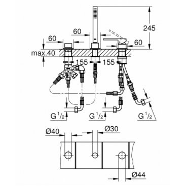 Смеситель на борт ванны Grohe Plus 23845003