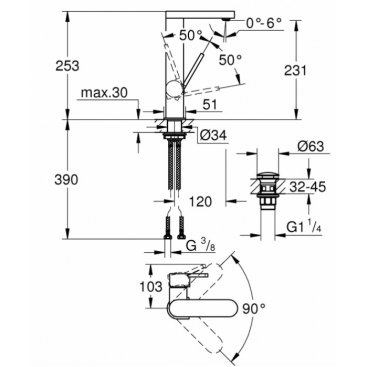 Смеситель для раковины Grohe Plus 23873003