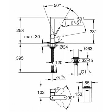 Смеситель для раковины Grohe Plus Digital 23959003