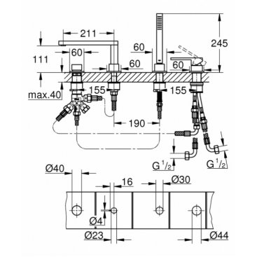 Смеситель на борт ванны Grohe Plus 29307003