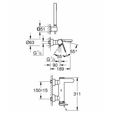 Смеситель для ванны Grohe Plus 33547003