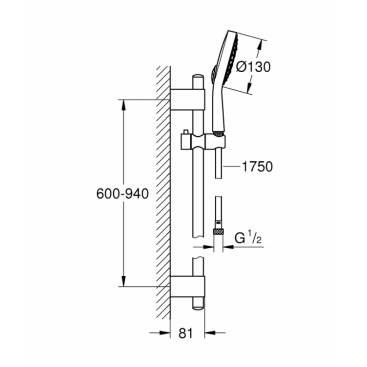 Душевой гарнитур Grohe Power&Soul Cosmopolitan 27734000