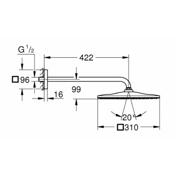 Верхний душ Grohe Rainshower Cube 26563000