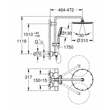 Душевая стойка Grohe Rainshower SmartActive Cosmopolitan 310 27968001