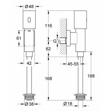 Смывное устройство для писсуара Grohe Tectron Rondo 37421000