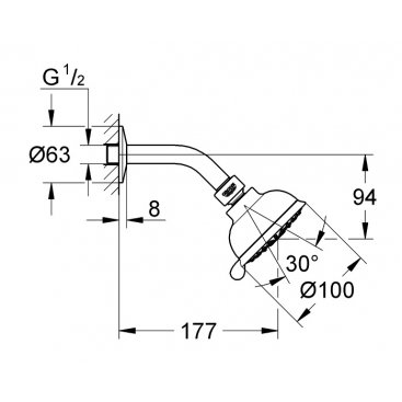 Верхний душ Grohe Tempesta Rustic 100 26089001