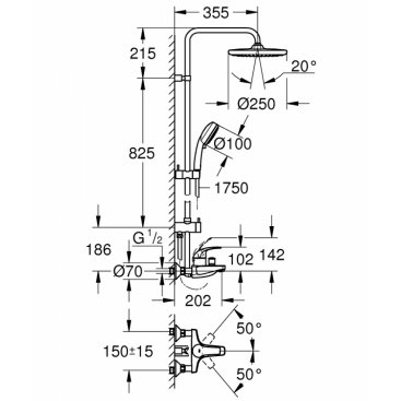 Душевая стойка Grohe Tempesta Cosmopolitan 26674000