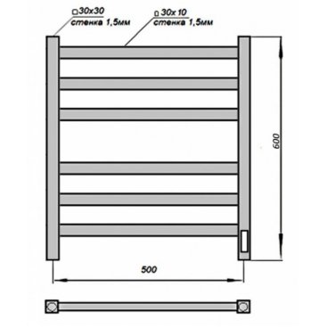 Полотенцесушитель электрический Grois Bruno 500x600 белый матовый