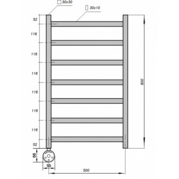 Полотенцесушитель электрический Grois Dors 500x800