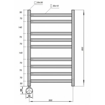 Полотенцесушитель электрический Grois Dors 500x800 черный матовый