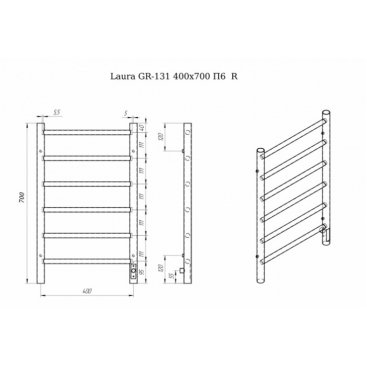 Полотенцесушитель электрический Grois Laura GR-131 400x700 R черный матовый