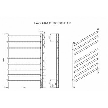 Полотенцесушитель электрический Grois Laura GR-132 500x800 R черный матовый