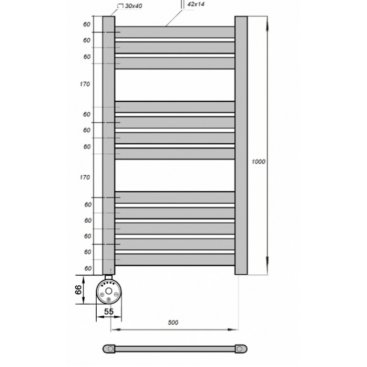 Полотенцесушитель электрический Grois Leila 500x1000