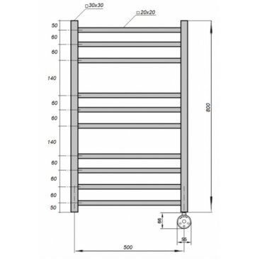 Полотенцесушитель электрический Grois Polo 500x800 черный матовый