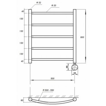 Полотенцесушитель электрический Grois Todor 500x600