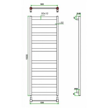 Полотенцесушитель водяной Grota Brezza 500x1500