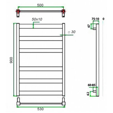 Полотенцесушитель водяной Grota Brezza 500x900