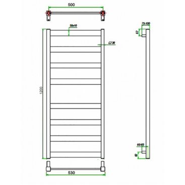 Полотенцесушитель водяной Grota Brezza 500x1200