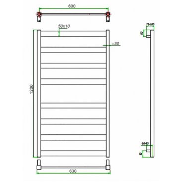 Полотенцесушитель водяной Grota Brezza 600x1200