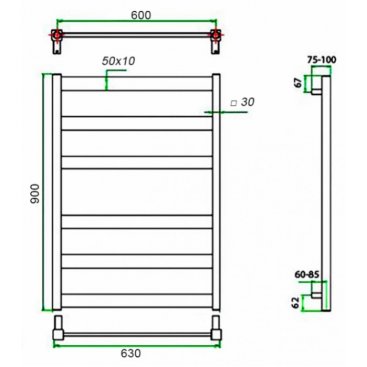 Полотенцесушитель водяной Grota Brezza 600x900