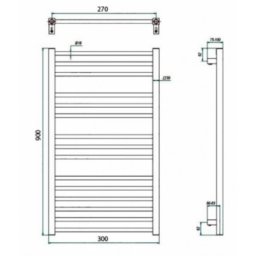 Полотенцесушитель водяной Grota Classic 300x900