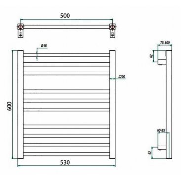 Полотенцесушитель водяной Grota Classic 500x600