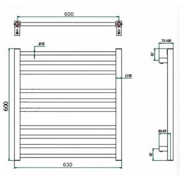 Полотенцесушитель водяной Grota Classic 600x600