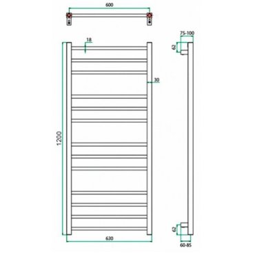 Полотенцесушитель водяной Grota EcoClassic 600x1200