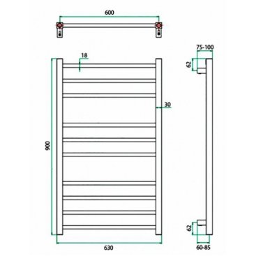 Полотенцесушитель водяной Grota EcoClassic 600x900