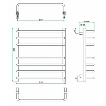 Полотенцесушитель водяной Grota EcoForte 600x600