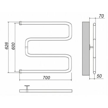 Полотенцесушитель водяной Grota Kamelo 600x700