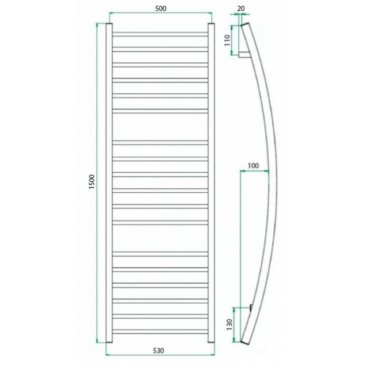 Полотенцесушитель водяной Grota Primo 500x1500