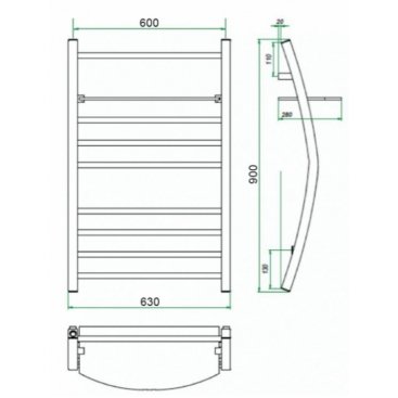 Полотенцесушитель водяной Grota Vela 600x900