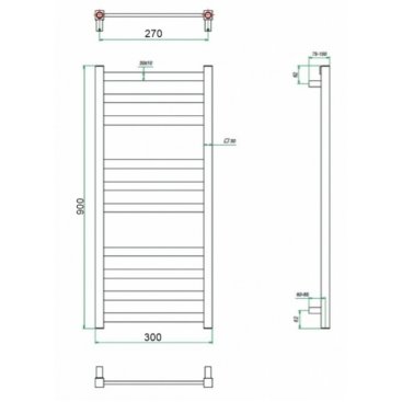 Полотенцесушитель водяной Grota Vento 300x900