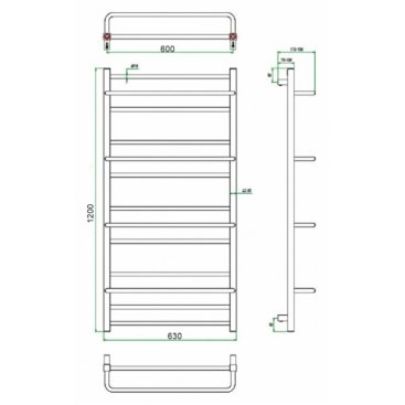 Полотенцесушитель водяной Grota Vista 600x1200