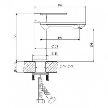 Смеситель для раковины Haiba HB10639-3 сталь оружейная