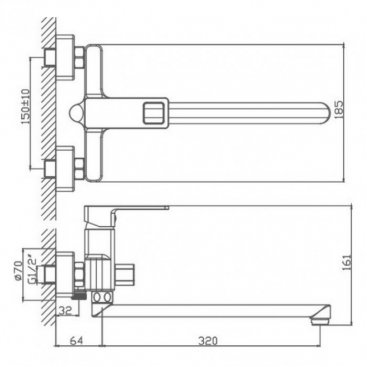 Смеситель для ванны Haiba HB22615-7 черный матовый