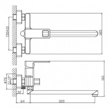 Смеситель для ванны Haiba HB22615 хром