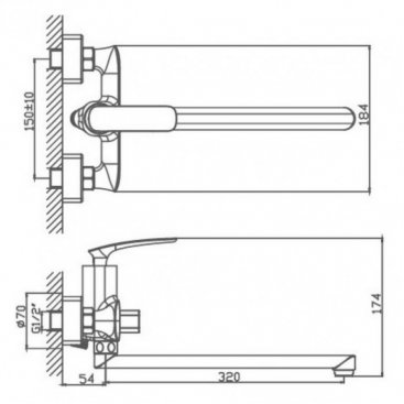 Смеситель для ванны Haiba HB22616 хром