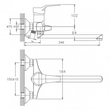 Смеситель для ванны Haiba HB2263 хром