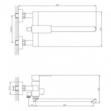 Смеситель для ванны Haiba HB22803-7 черный матовый