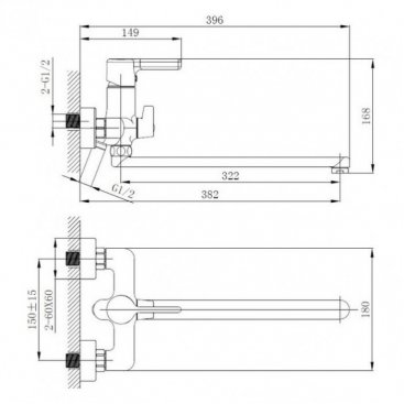 Смеситель для ванны Haiba HB22814 хром