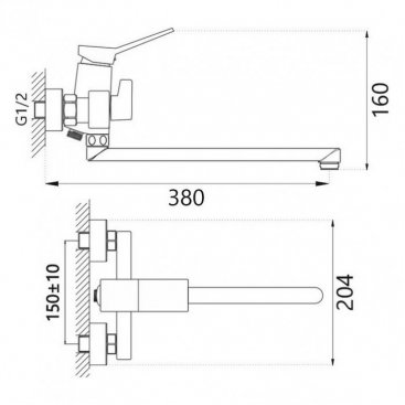 Смеситель для ванны Haiba HB22818-7 черный матовый