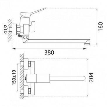 Смеситель для ванны Haiba HB22818 хром