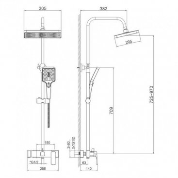 Душевая стойка Haiba HB24512-7 черная матовая